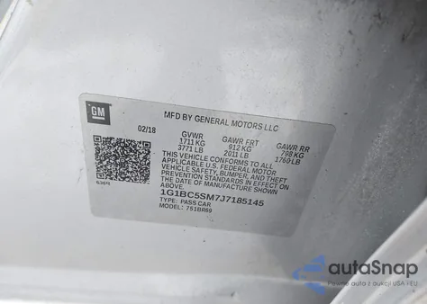 2018 Chevrolet Cruze Ls Auto from USA, damaged, VIN 1G1BC5SM7J7185145